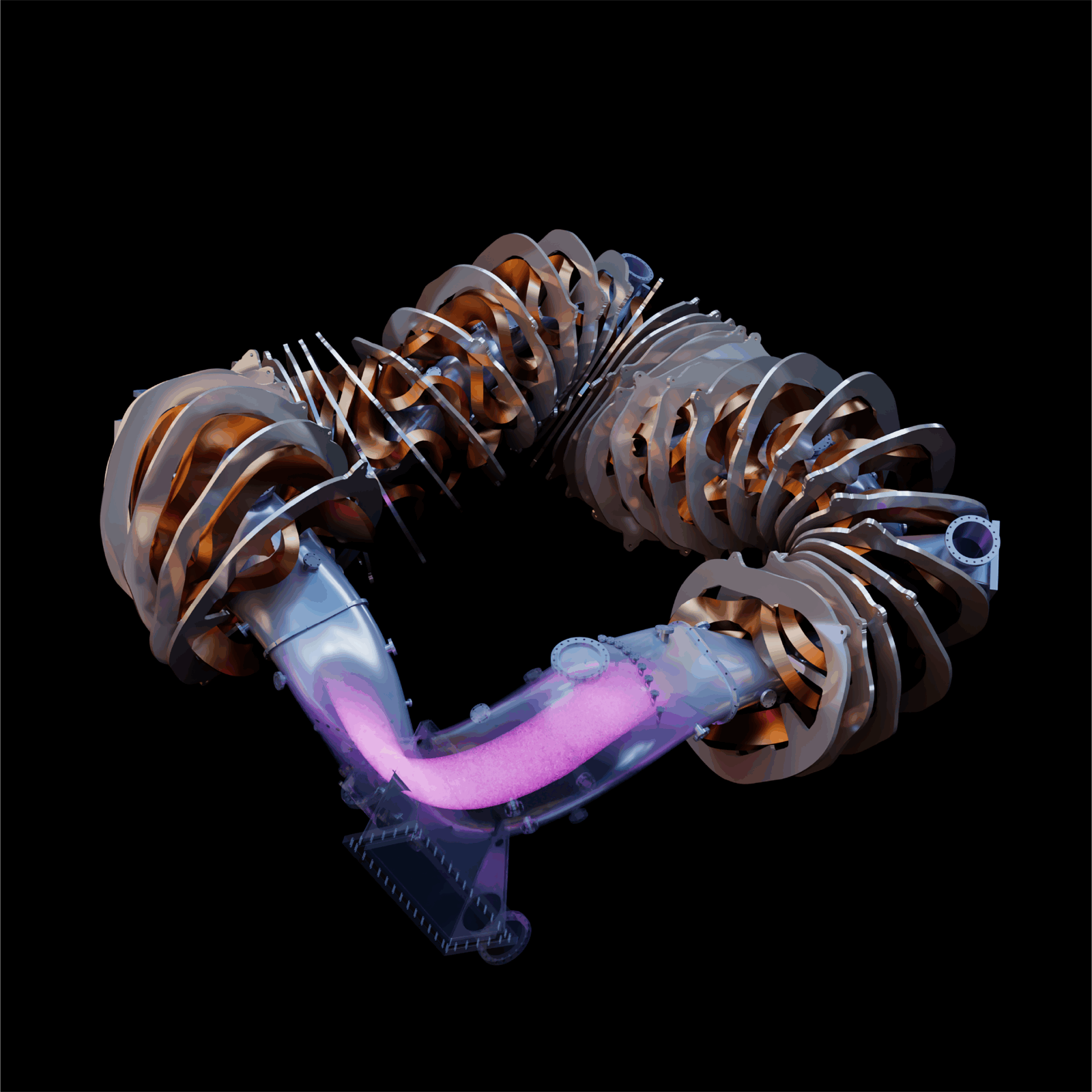 Detailed 3D rendering of a fusion confinement device