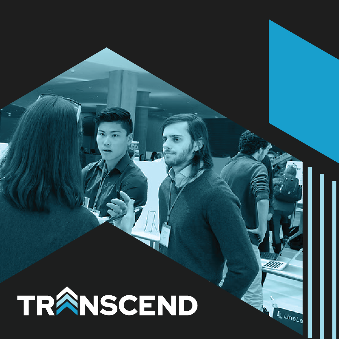 Triangular design with the Transcend UW logo.