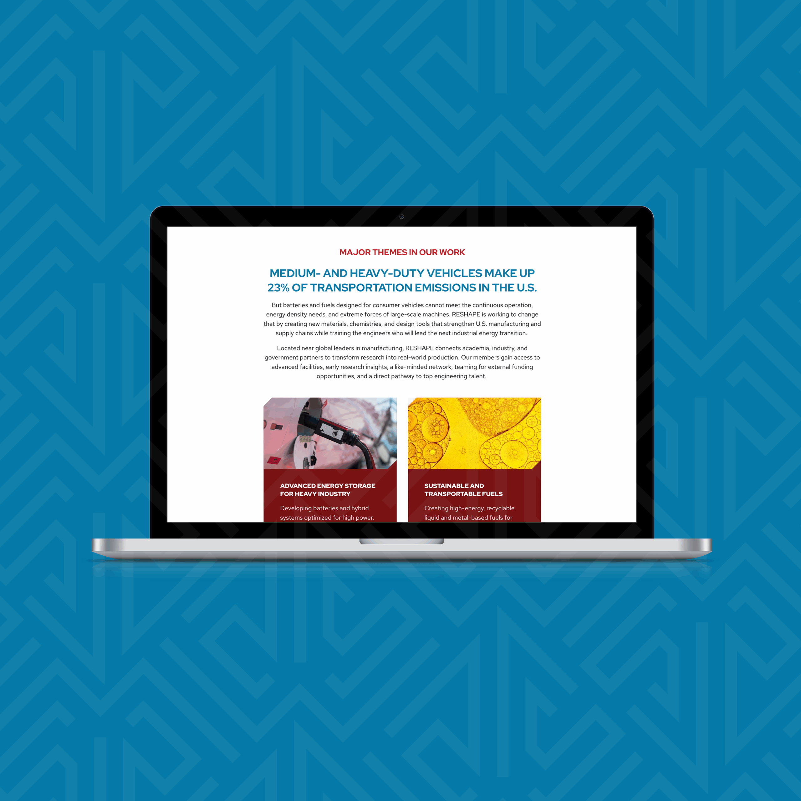 reshape website on a laptop