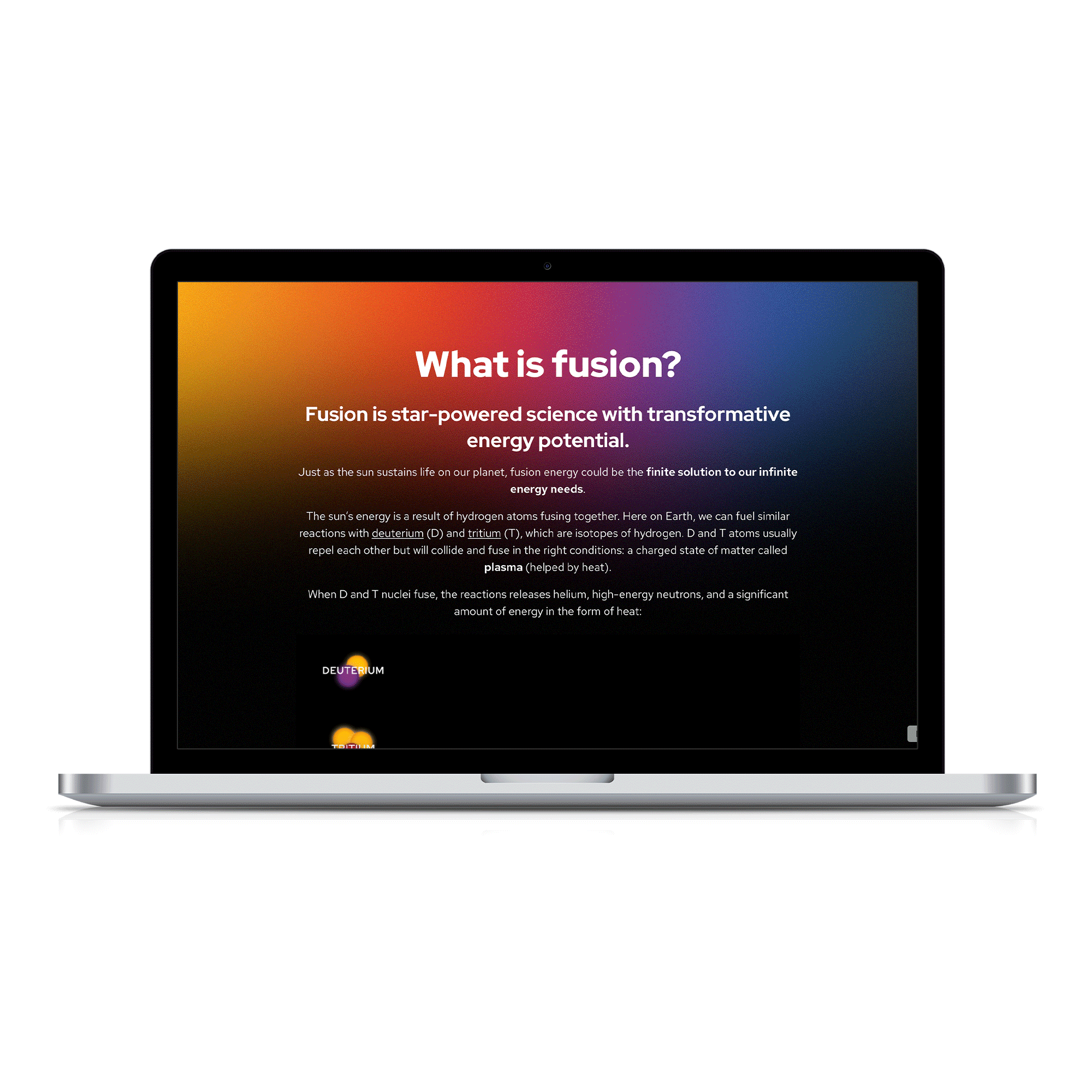 gif of website pages about fusion energy