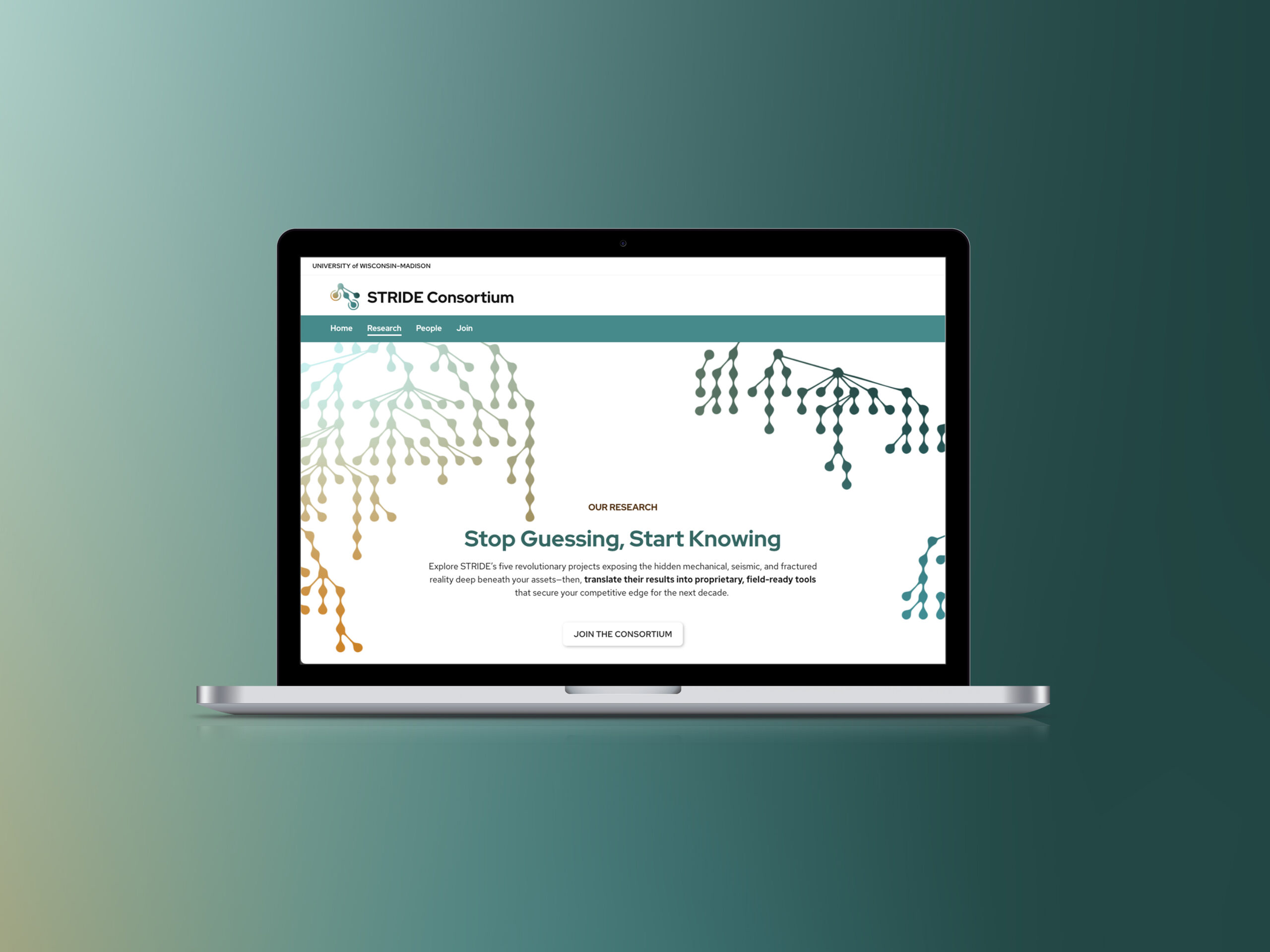 website mockup for stride consortium